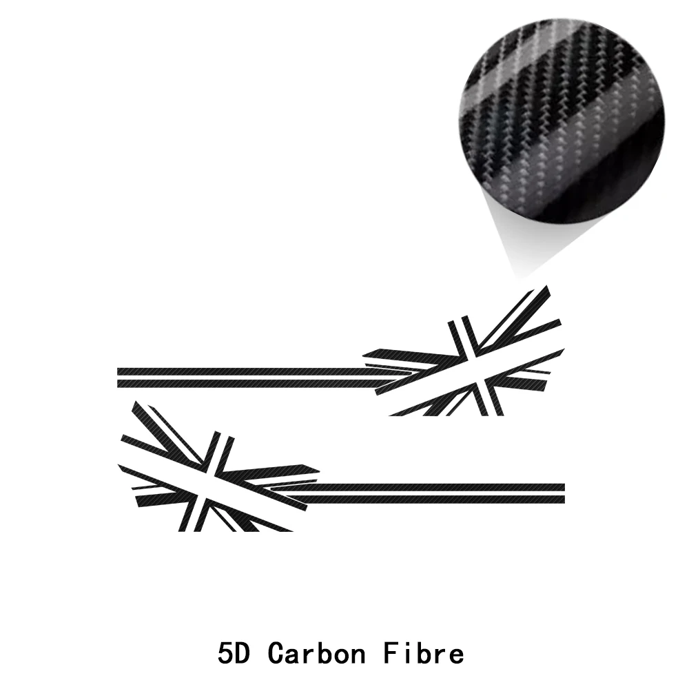 5D carbon vinyl 2 шт. Автомобильная дверь боковые полосы стикер на автомобильную юбку флаг Юнион Джек Стайлинг графика тело наклейка для MINI Cooper S R56 One JCW аксессуары - Название цвета: 5D carbon vinyl