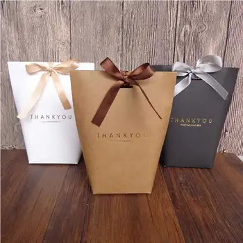 

10pcs Black White Merci Thank You Gift Packaging Candy Kraft Paper Bag Cookie Gift Bags Wedding Dragee Gift Box Wrapping Supplie
