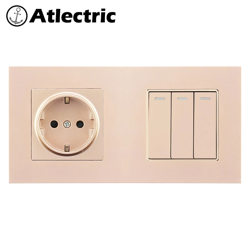 Atlectric DE EU стандартная настенная розетка 1 2 3 4 кнопочный выключатель света Двухстенная розетка выключатель питания розетки выключатель света,переключатель,кнопки кнопка включения