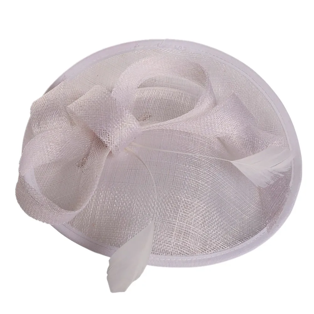 Новинка, элегантная женская шляпа для свадебной вечеринки, женский головной убор с бантом, сетчатый головной убор для невесты, пеньковая шляпа, специально разработанная, красивая шапка для свадьбы - Color: White
