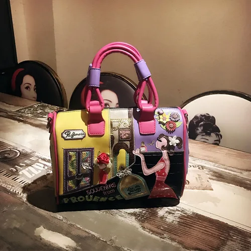 Женские сумки кожаные Лоскутные сумки с вышивкой сумки через плечо для девочек сумка-мессенджер женские сумки Braccialini стиль духи девушка - Цвет: Бежевый