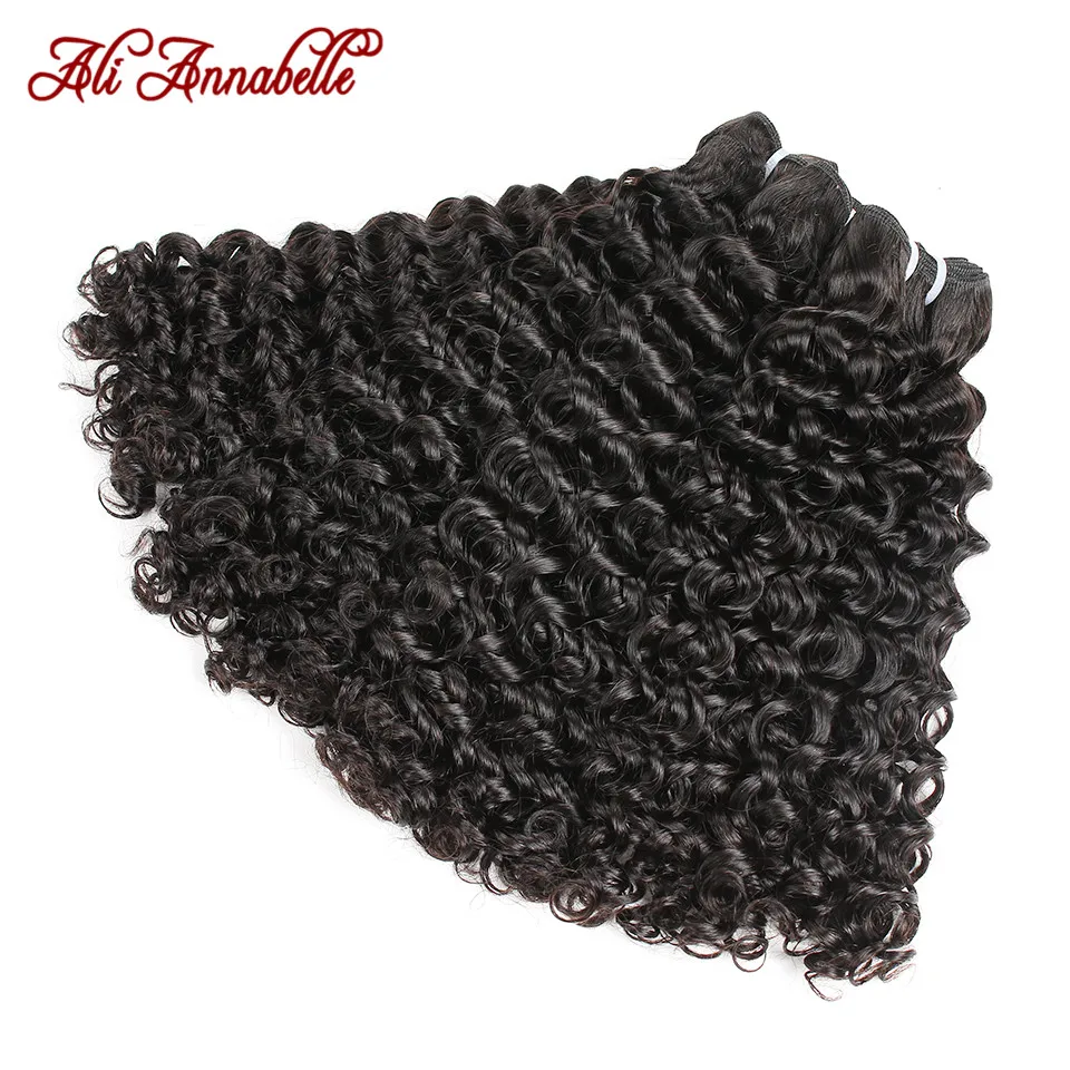 Fasci di capelli umani doppi disegnati Bang Capelli ricci crespi 1/3/4 pezzi Fasci di capelli umani ricci Ali Annabelle Capelli doppi disegnati 100g - immagine 2