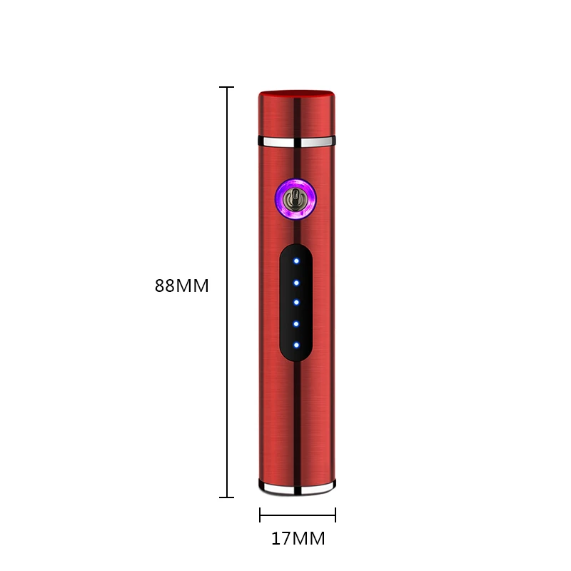 New Flameless Dual Arc Lighter Plasma Windproof Electronic USB Rechargeable Cigarette Smoking Lighter with Battery Indicator - Color: C