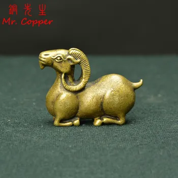 

Antique Bronze Goat Statue Decoration Solid Brass Sheep Ornament Copper Tea Pet Desktop Paperweight Vintage Home Decor Accessory