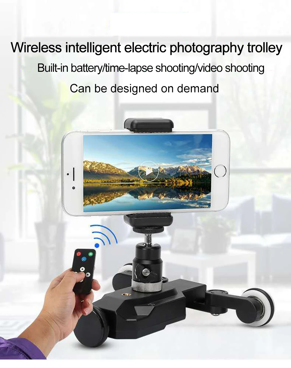 Portable Wireless Motorized Camera Video Dolly Camera Slider Car Mini Slider with Remote Control Phone Holder Ball Head