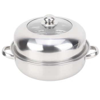 

28CM Stainless Steel Single Layer Stockpot Hotpot Food Steamer Pot Cookware Household Cooking