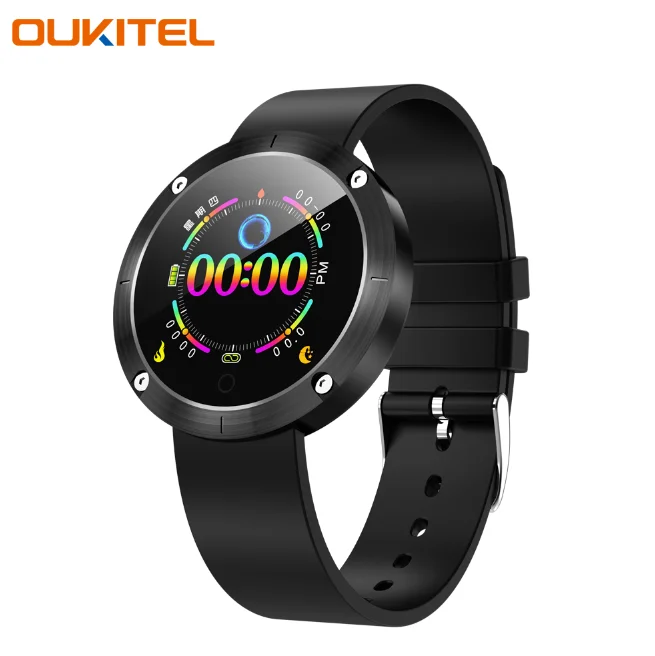 OUKITEL W5 Смарт часы монитор сердечного ритма IP68 Водонепроницаемый фитнес-трекер Smartband спортивные часы Шагомер Умные часы - Цвет: Black