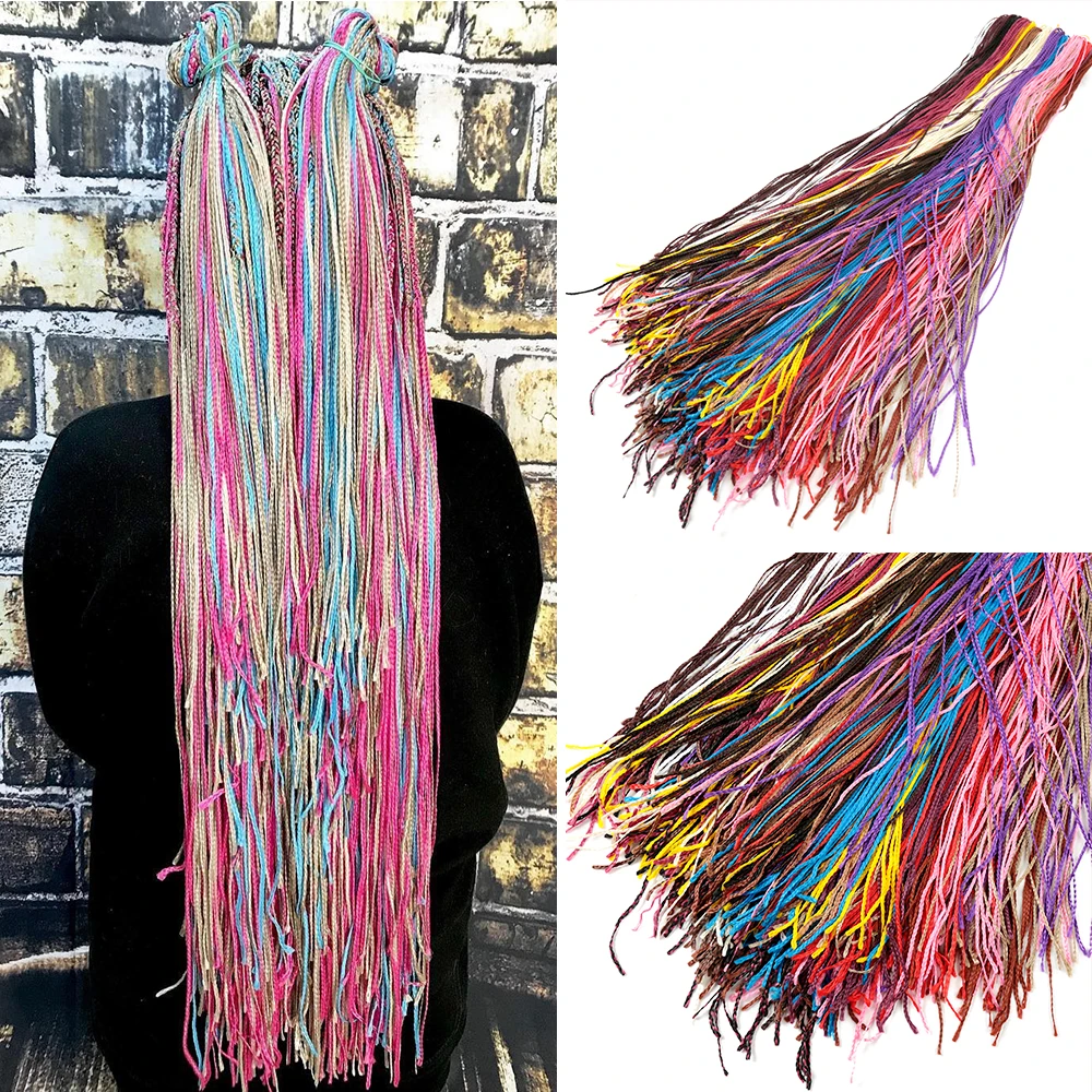 34inch Braiding Hair Colorful Synthetic Zizi Box Braids Crochet Hair Extension Pink Blue Write Black Fiber 50g Expo City