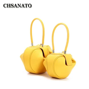 

CHSANATO Lovely Unique Design Yellow Bucket Handbags Ladies Dumpling Bag Top-handle Bags Elegant Bell Shape Tote Bags