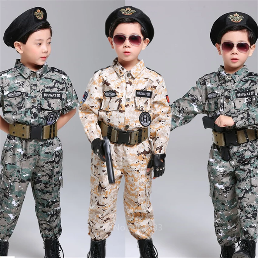 Спецназ дети солдат; Армия костюм камуфляж для маленьких мальчиков Air Force Маскировка необычная одежда косплей тактическая сумка костюм на Хэллоуин