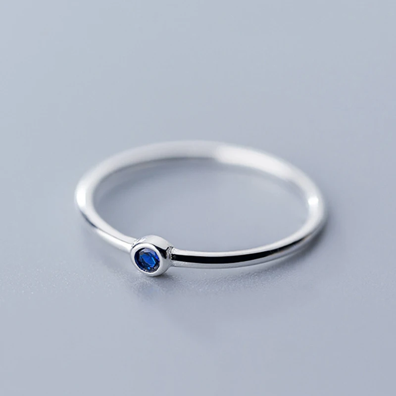 Аутентичное кольцо из стерлингового серебра 925 пробы с голубым Цирконом для модных женщин милые ювелирные изделия минималистичные аксессуары подарок