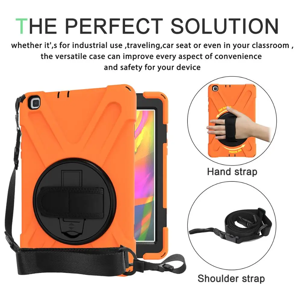 With shoulder strap Для samsung Galaxy Tab A 8,0 T290 SM-T290 SM-T295, детский силиконовый чехол-подставка из поликарбоната с ручными/плечевыми лямками+ чехол - Цвет: With shoulder strap
