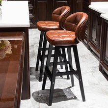 Скандинавская цельная древесина барный стул современный минималистский Творческий барный стул передняя спинка высокий барный стул для дома, бара