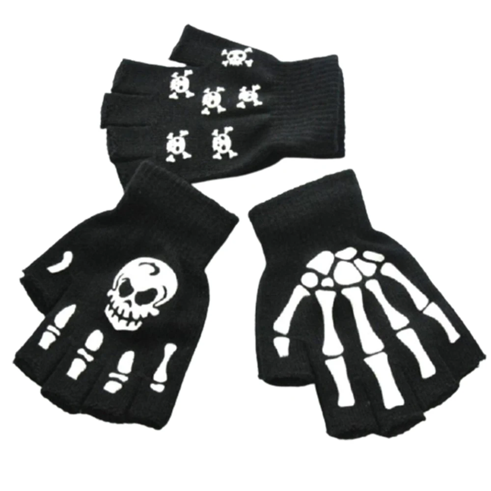 Unisex Winter Warm Gloves Funny Touch Screen Capacitive Glove Skull Skeleton Full Finger Ski Cycling Gloves for Teenagers Child