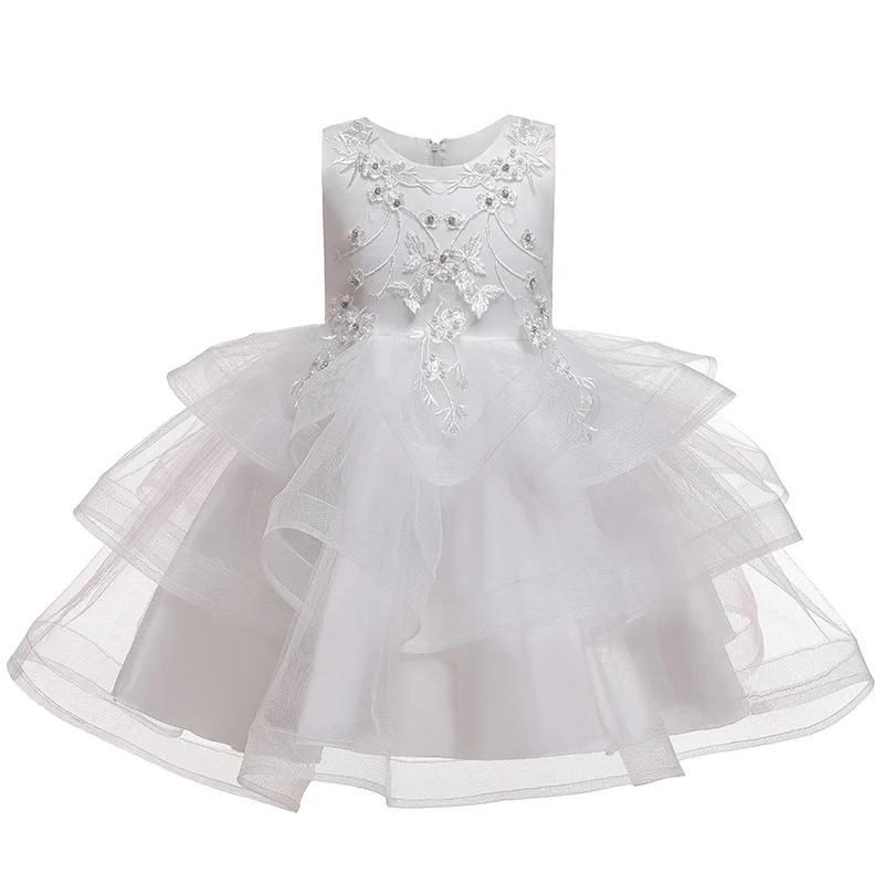 Платье-пачка принцессы для маленьких девочек; свадебное платье с цветочным узором для девочек; Детские платья для девочек; костюмы; детское вечернее платье; бальное платье - Цвет: White