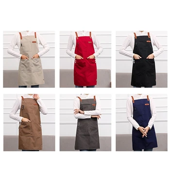 

Black Barber Adjustable Leather Cooking Kitchen Apron for Women Men Chef Waiter Cafe Shop BBQ Hairdresser Aprons Bib Smock