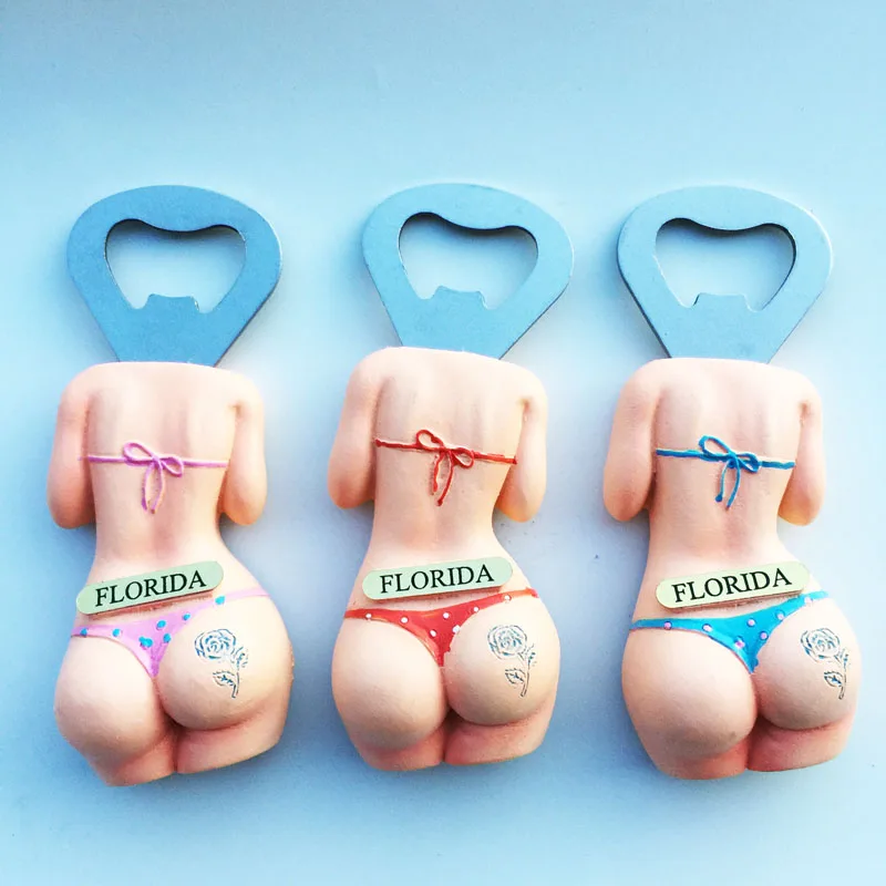 

QIQIPP Florida creative tourism commemorative decorative crafts stereo bikini magnetic refrigerator bottle opener
