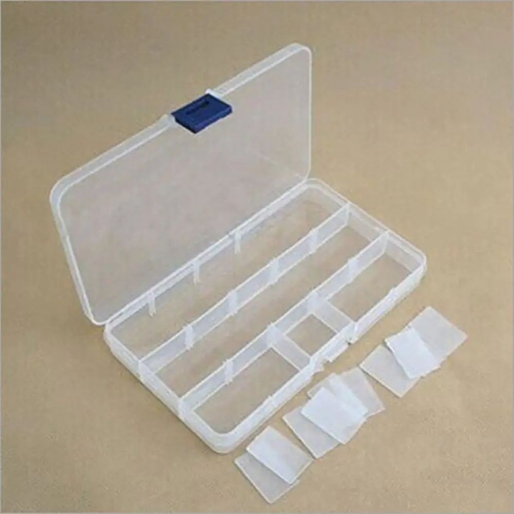 

10/15/24 Grids Adjustable Transparent Plastic Storage Box for Small Component Jewelry Tool Box Bead Pill Organizer Nail Art Case