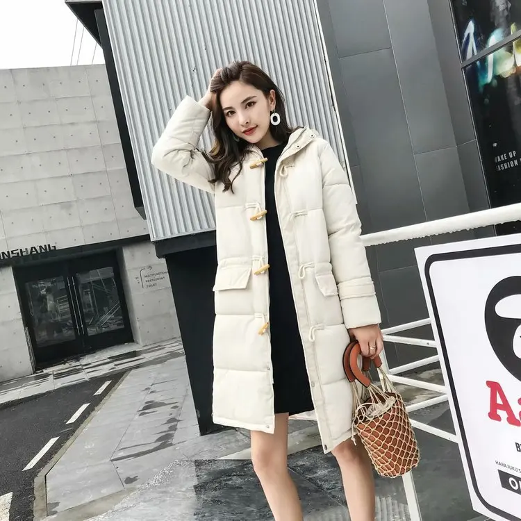 

Autumn And Winter New Style Japanese-style Hooded Mid-length Toggle Solid Color Thick Thermal Clothes Coat 10961