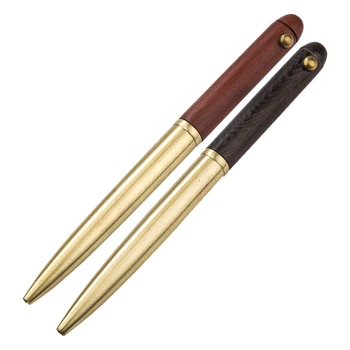 

2 Pcs Vintage Sign Pen Gel Black Ink Pure Copper for Travel, Office, Business Wood Metal Ballpoint Pen , Brownish Black & Red