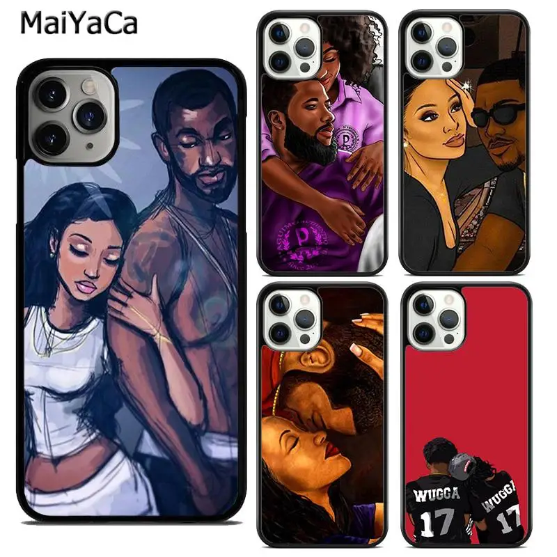 Funda de teléfono MaiYaCa Arte Afro pareja negra AMOR para iPhone 15 SE2020 6s 7 8 plus XR XS 11 12 mini 13 14 pro max