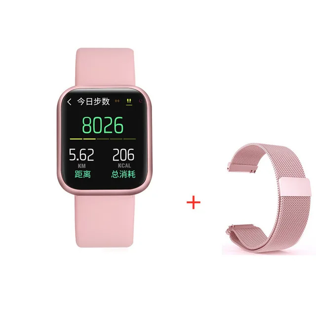 T80 полный сенсорный экран IP68 Водонепроницаемые Смарт-часы для iPhone Xiaomi Apple Phone мониторинг сердечного ритма для женщин и мужчин умные часы - Цвет: Steel Pink Pink