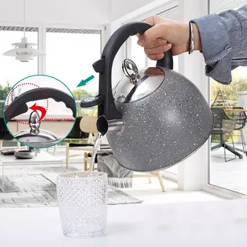 

3 Litre Stainless Steel Whistling Tea Kettle Food Grade Tea Pot with Anti-Rust and Anti Hot Handle Stovetop Suitable