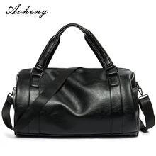 Спортивная Новая мужская дорожная сумка из искусственной кожи, мужские дорожные сумки, черная сумка на плечо, круглая сумка-мессенджер