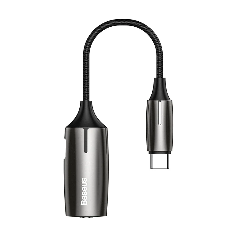 Baseus L60 USB C до 3,5 мм aux аудио адаптер usb type c удлинитель с светильник интерфейс 1 до 2 для samsung huawei P30 Pro - Цвет: Zinc Alloy and Light