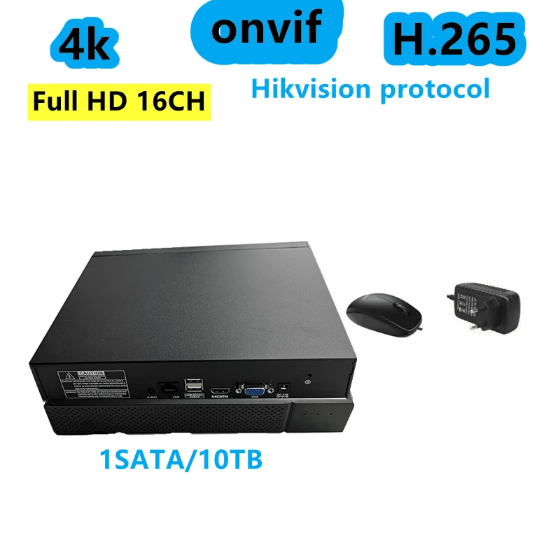 16Ch 8.0Mp/4K 1Sata Nvr Per Telecamera Ip Cctv Videoregistratore Supporto App Mobile Compatibile Con Hik Private Protocal