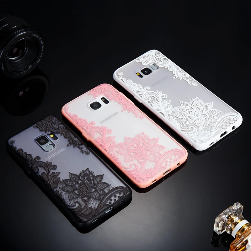 Cute Pink Flower Clear Case for Samsung Galaxy S10 S6 s7 edge S10e S9 S8 Plus A6 A8 2018 A3 A5 A7 2017 TPU+PC Back Shell Cover |