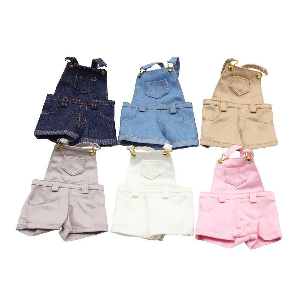 30cm 1/6 BJD Fashion Doll Denim overalls pants For SD YOSD doll clothes and sleeve T-shirt set doll accessories doll clothes