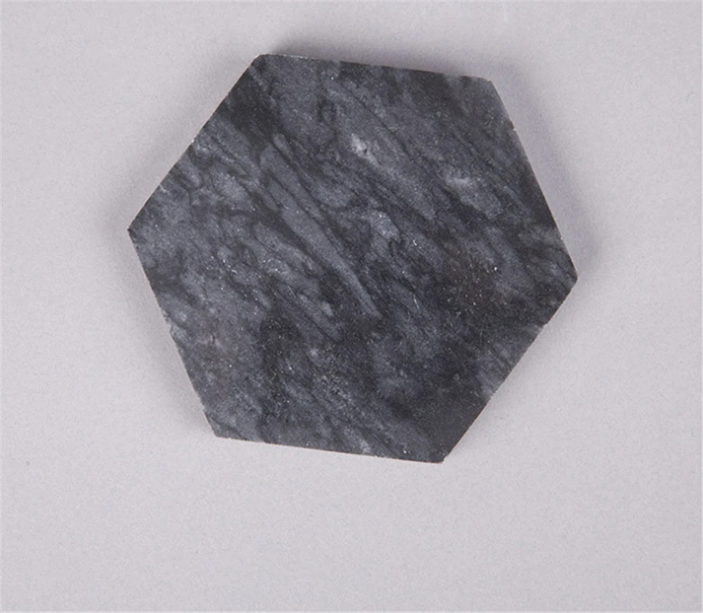 DEEP GREY Мраморный шестигранник подсвечник подстаканник декоративный поднос дизайн украшения дома Искусство ремесло коврик для хранения 10 см камень ремесла - Цвет: DEEP GREY
