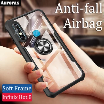 

Auroras For Infinix Hot 8 Case Official Original Shockproof Clear With Ring Soft Frame For infinix hot 8 Anti-fall Airbag Case