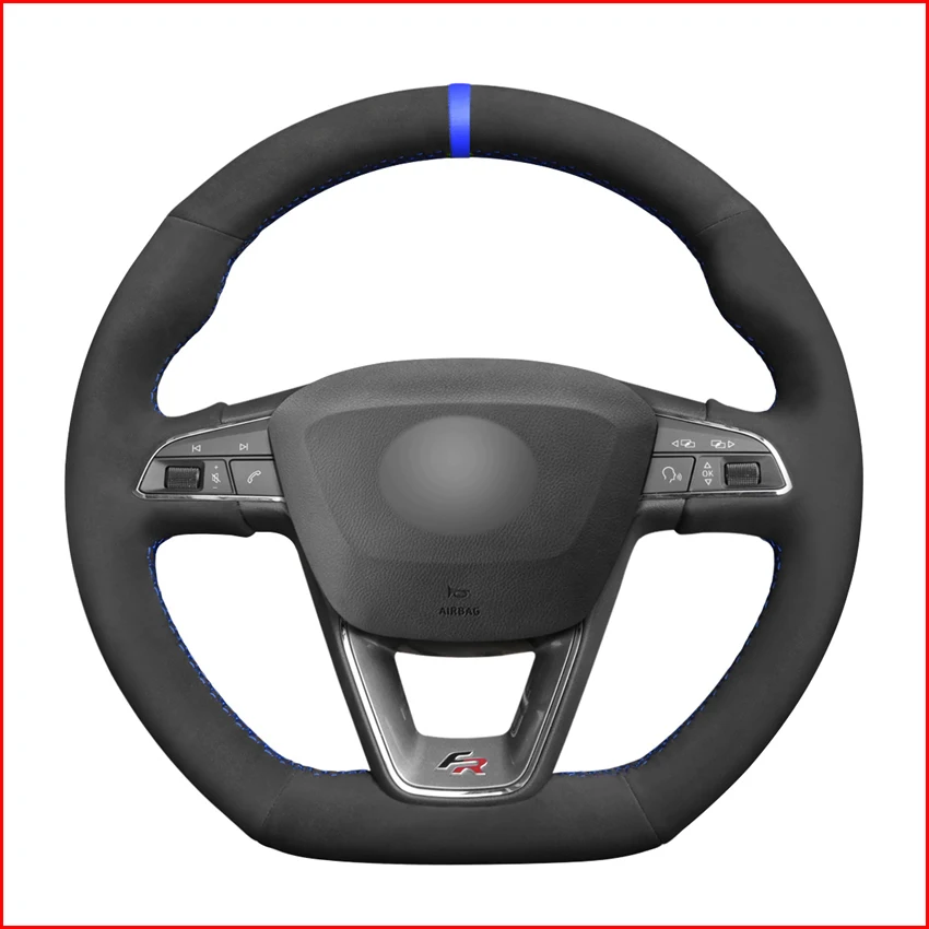 Черные замшевые чехлы на руль MEWANT для Seat Leon Cupra R 2013 2019 ST Ateca FR 2016 2019|Чехлы руль| |