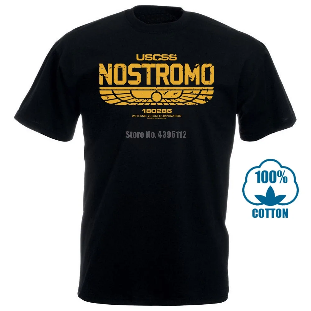 

Nostromo Distressed Look Mens T Shirt Retro Alien Film Movie Weyland Covenant Hip Hop Tee T Shirt New Arrival Tees Causal 011993
