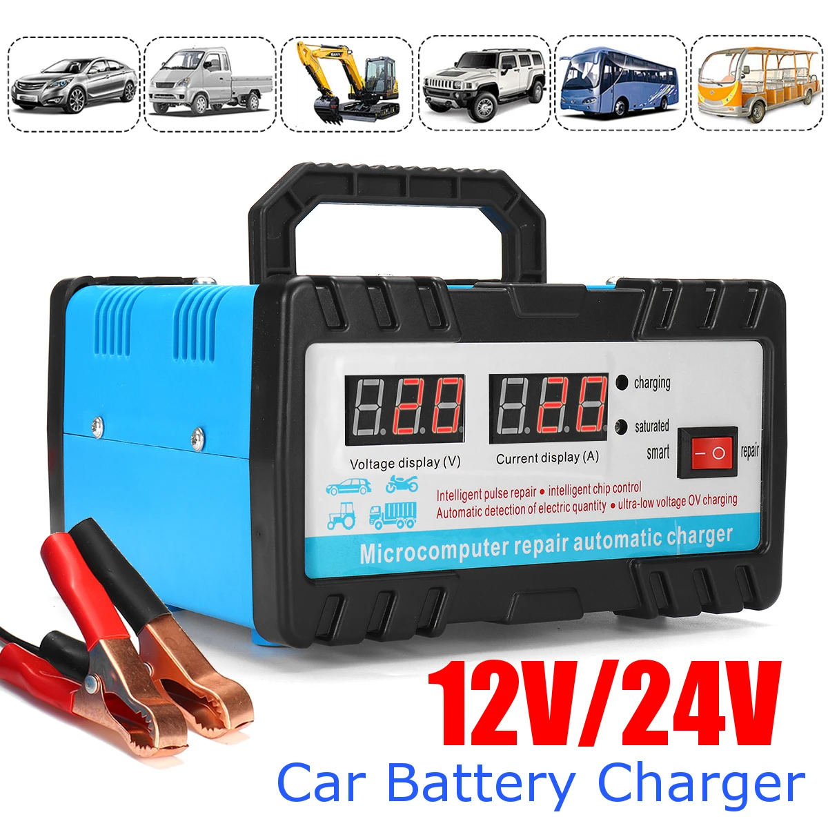 110v 2v 12v 24v 6 400ah aフル自動車のバッテリー充電器protableの自動オートバイ電池電源充電ユニット Aliexpress