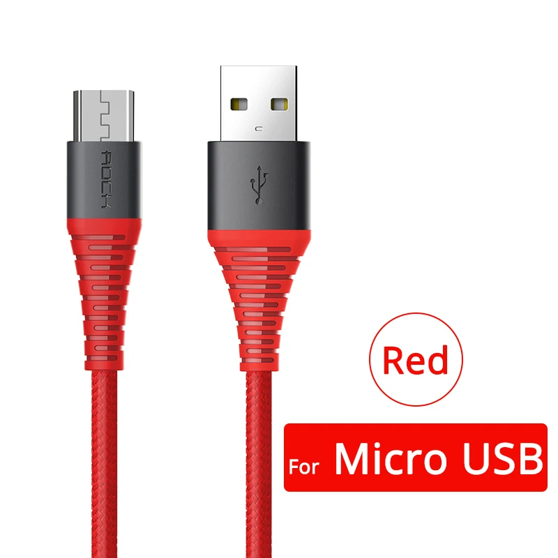 ROCK прочный Micro USB кабель 3A нейлон Быстрая зарядка кабель для передачи данных для samsung Xiaomi huawei LG USB 120 см высокопрочный - Цвет: Red