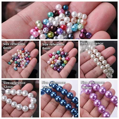 주얼리 제작용 라운드 진주 코팅 유리 느슨한 스페이서 비즈, DIY 공예품, 4mm, 6mm, 8mm, 10mm, 12mm, 14mm, 16mm 로트 색상 2