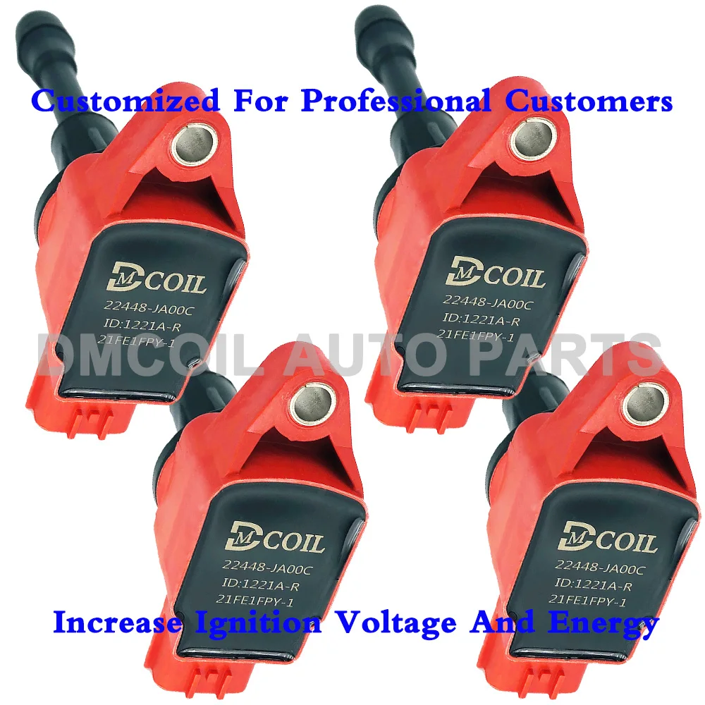 4 Pcs Red Performance Improved Ignition Coil For Nissan Juke Micra Iv