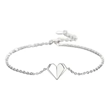 Настоящее 925 пробы Серебряный Классический сложенный сердце милый браслет романтические ювелирные изделия для женщин Свадебная вечеринка аксессуары