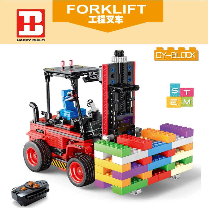 

High-Tech Car Toys YC33001 YC33002 YC33003 Motorized Forklift Bulldozer Excavator Model Building Blocks Bricks Christmas Gifts