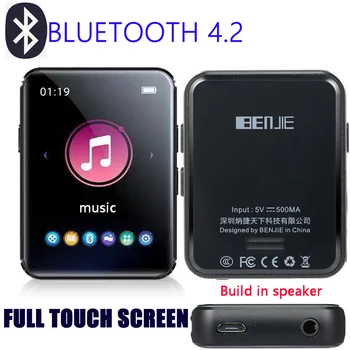 

Mini Clip MP3 Player Bluetooth 4.2 Built in Speaker Full Touch Screen 16GB with 1.8 inch Screen Hi-Fi Music Player With FM Radio