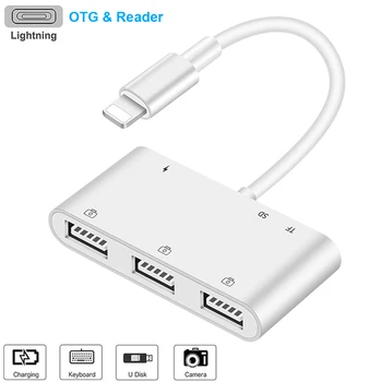 

Lightning to 6in1 USB2.0 OTG Camera PD Charger Flash Drive SD/TF Reader Adapter For iPhone 11 Pro Max SE XS XR iPad