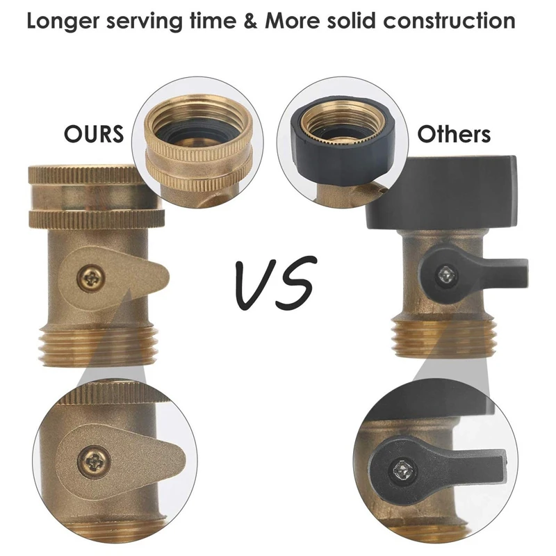 3/4 дюйма Твердый латунный запорный клапан садовый шланг коннектор, 2 упаковки сверхмощный водяной шланг отключающий шаровой клапан адаптер фитинги Вит