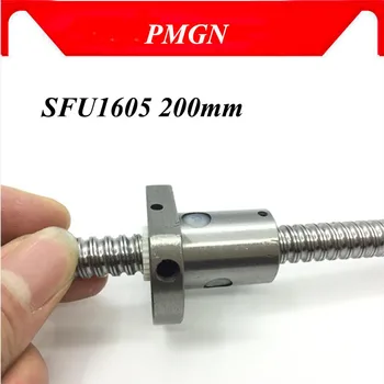 

High quality 16mm 1605 Ball Screw Rolled C7 ballscrew SFU1605 200mm with one 1605 flange single ball nut for CNC parts no ends