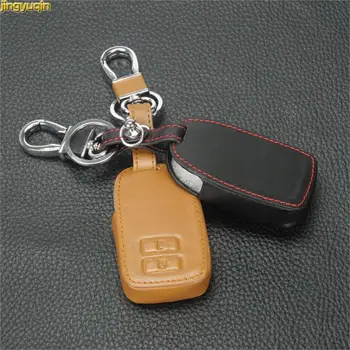 

Jingyuqin 2 Buttons Leather Key Cover Case Key Bag for Toyota Camry Avalon Avalon RAV4 Land Cruiser Styling