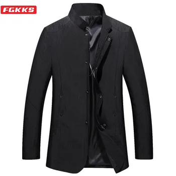 

FGKKS Quality Brand Men Fashion Jackets 2020 Spring Autumn New Men's Business Casual Outerwear Stand Collar Jacket Coats Male