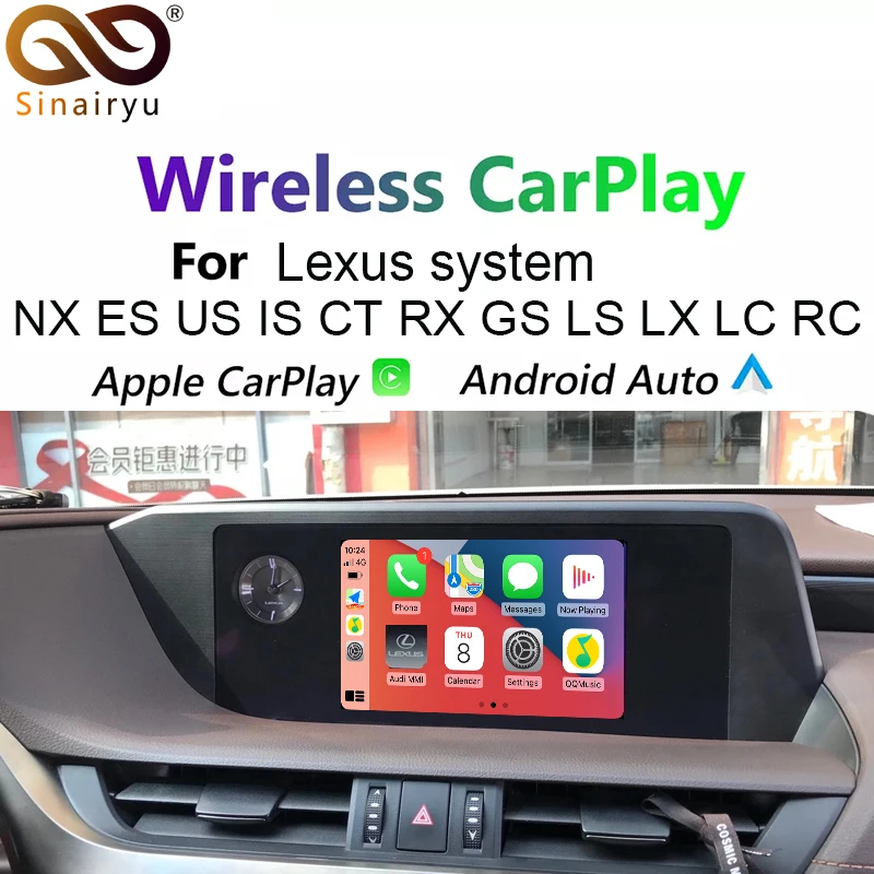 Sinairyu for Wireless CarPlay for Lexus NX ES US iS CT RX GS LS LX LC RC 2012-2019 Multimedia interface CarPlay & Android Aut