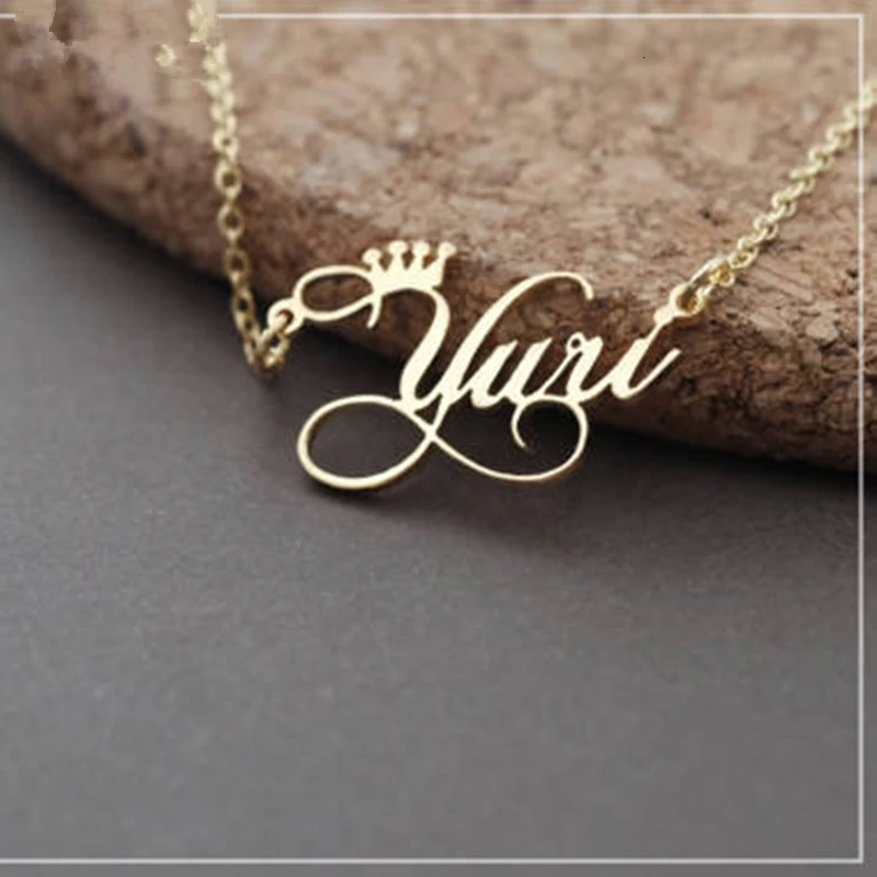 Princess-Queen-Crown-Personalized-Name-Necklace-Customized-Cursive-Font-Pendant-Stainless-Steel-Chain-Jewelry-Bridesmaid-Gift